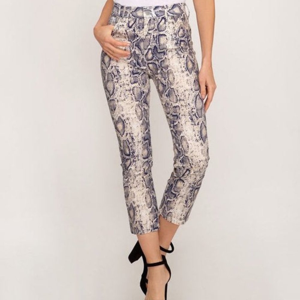 Snake Skin Print Straight Pants